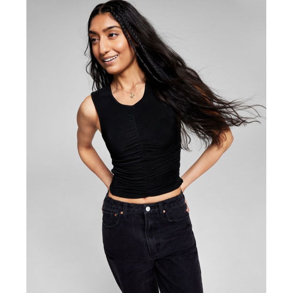 And Now This Now This Womens Ruched Tank Top